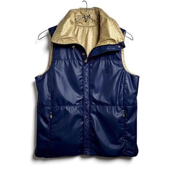 Polo Ralph Lauren Golf Women’s Size Large Reversible Puffer Vest Navy Blue Gold - Picture 13 of 13